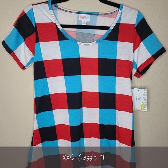 LuLaRoe Classic Tee XXS Plaid NEW - Picture 1 of 1